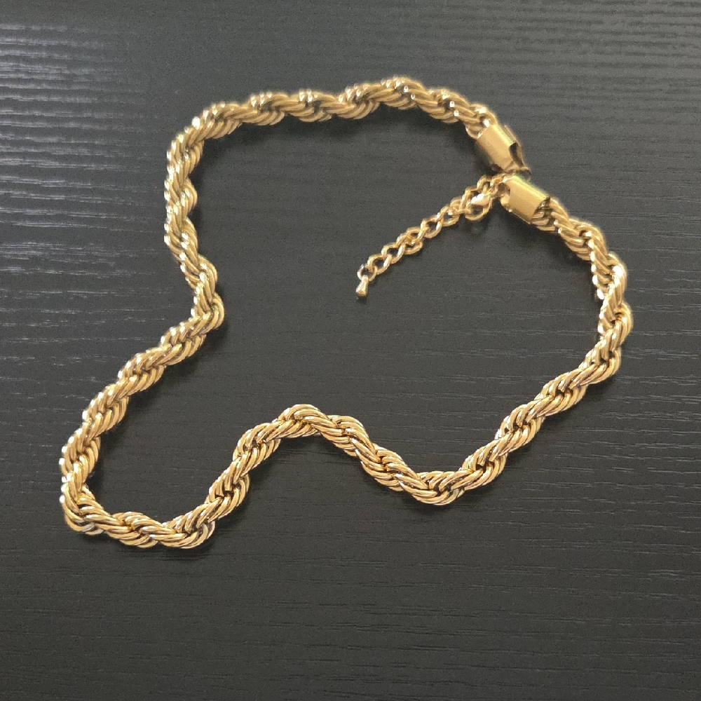 Real Gold Plated Non Tarnish Rope Chain Necklace